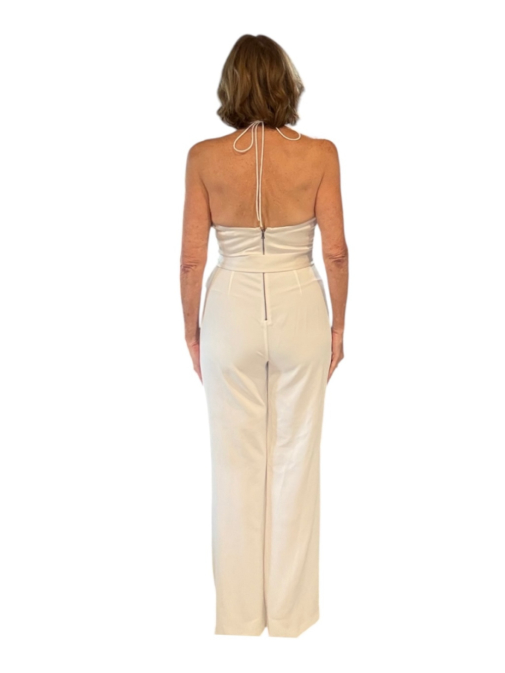 Alice + Olivia White Primrose Cowl Neck Jumpsuit, Off White - Picture 3 of 9